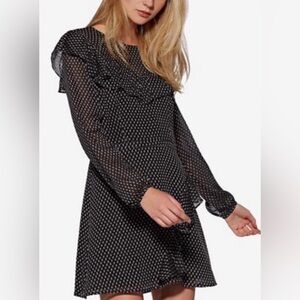 Avec Les Filles Black and White Polka dot Ruffle dress. Brand New with Tags. XS